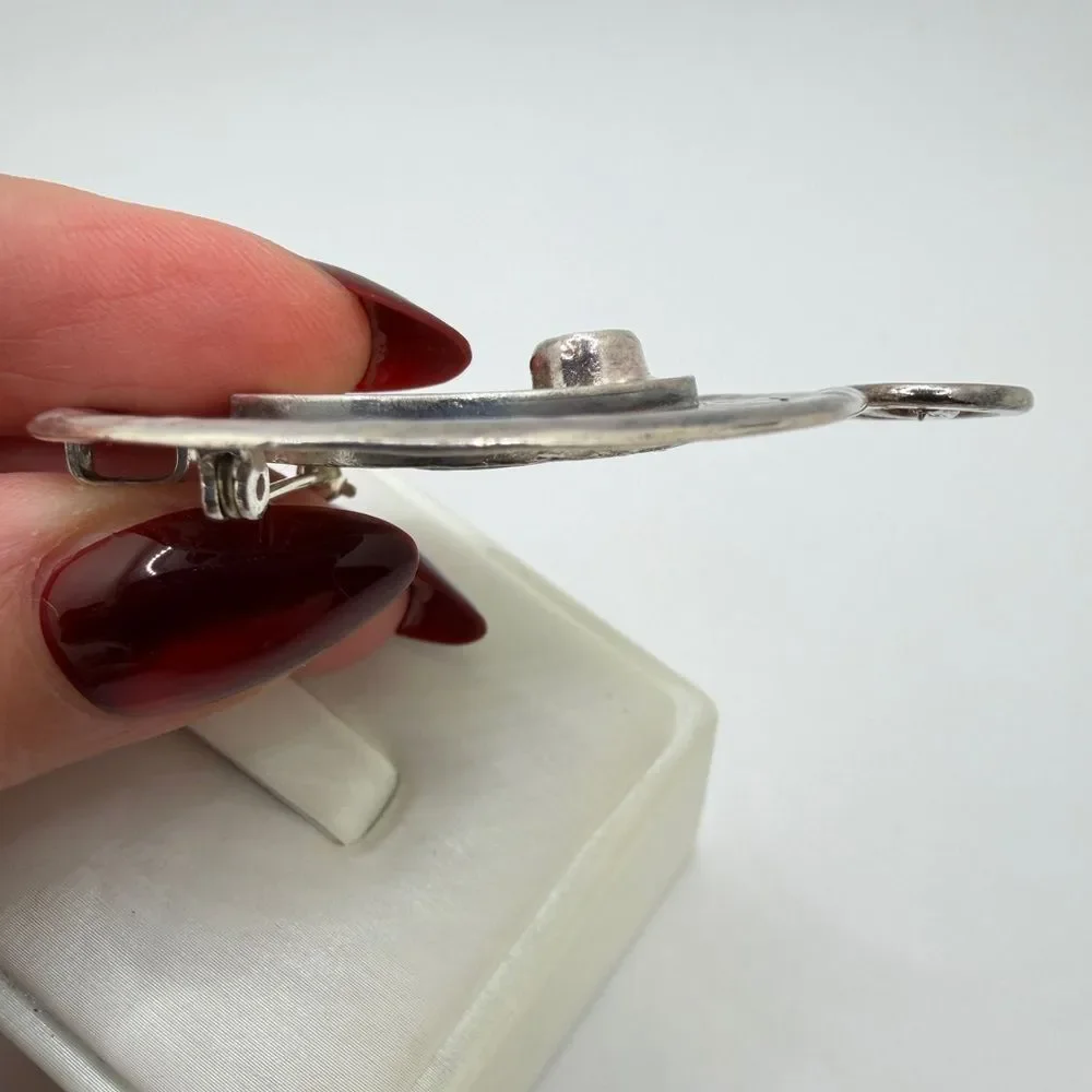 Amazing, Israel made sterling silver Roman Glass, Blue Topaz Pin/Brooch/Pendant!